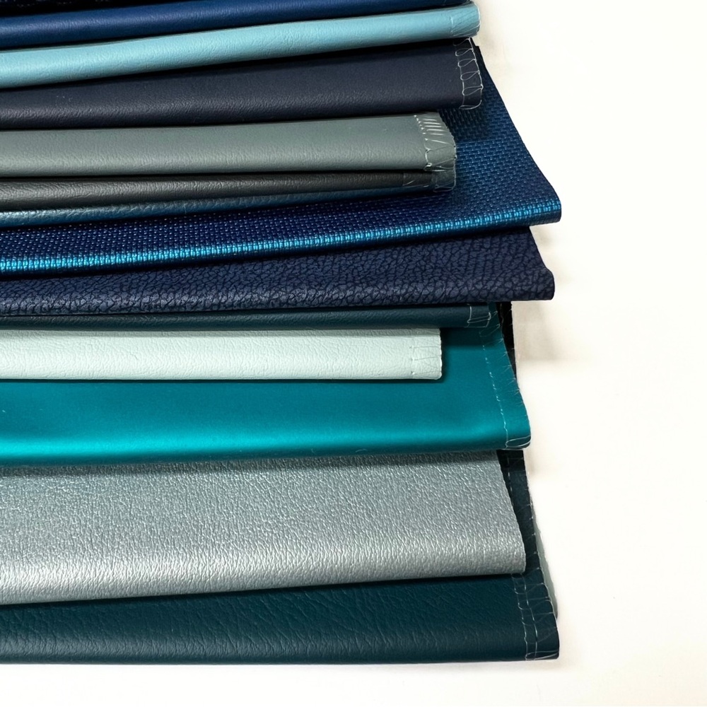 20 Designer Blue Faux Leather Fabric Swatches Quilting Crafts Sewing Upholstery - Picture 5 of 6